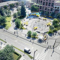 Bird’s-eye view of Ken Whillans Square
